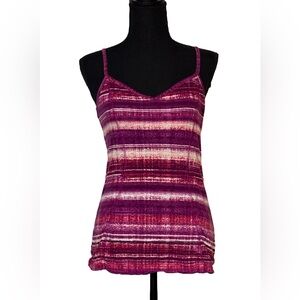 Athleta Urban Explorer Tank XS Berry Striped Criss Cross Back EUC